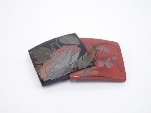 秀芳造　本鼈甲　色紙重ね銀蒔絵　花柄帯留　□z